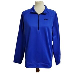 Nike Dri-Fit Sweater Men's Blue Longsleeve Fleece Pullover Sweatshirt Size L